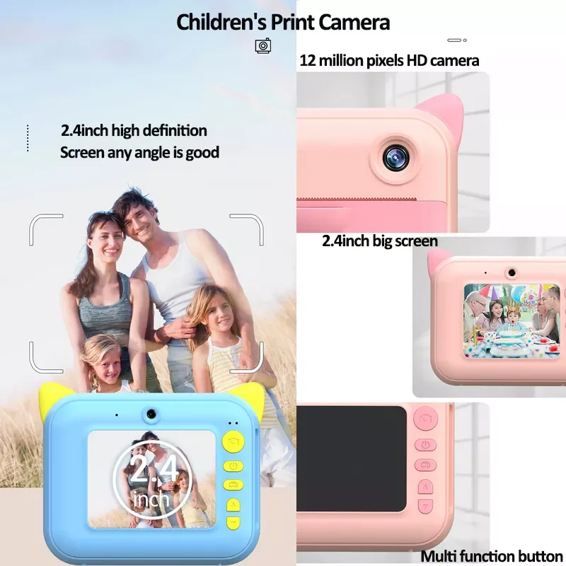 Kid Instant Print Camera Thermal Printing Camera Digital Photo Camera Girl's Toy Child Camera Video Boy's Birthday Gift enlarge