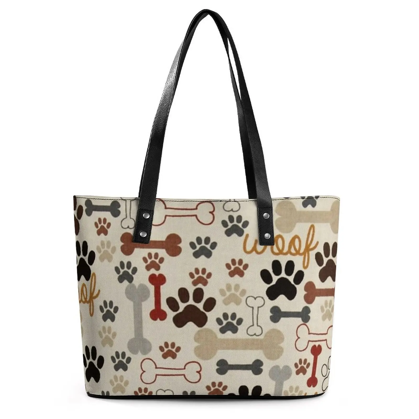 

Dog Paw Handbags Animal Bones Aesthetic Shoulder Bag College PU Leather Tote Bag Women Handle Graphic Shopping Bags