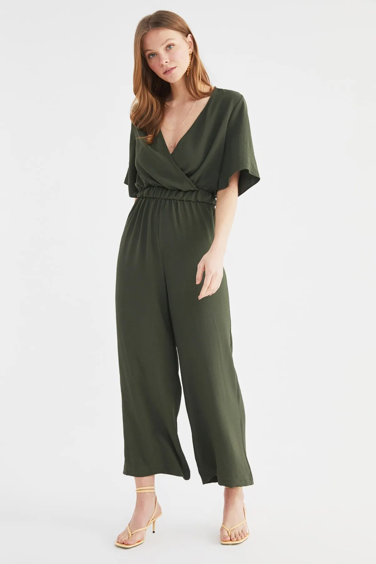 

Women's Overalls Khaki Double Breasted Collar Jumpsuit Hot Style Quality Fabric Sleeveless Baggy Trousers Casual Jumpsuit