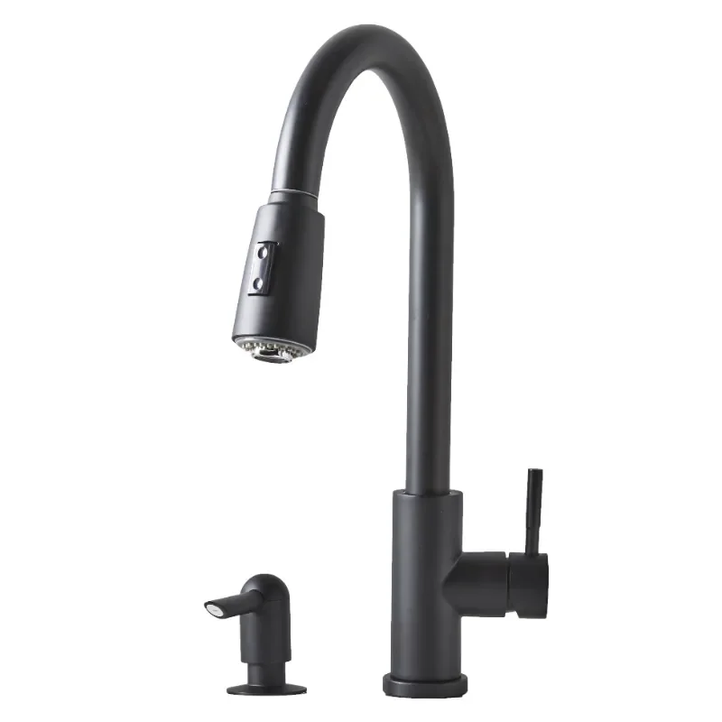 

Elmont Pull Down Kitchen Sink Faucet with Soap Dispenser, Matte Black free shipping Fast Shipping