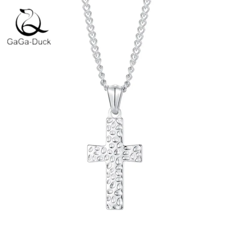 

New Fashion Simple Temperament Wild Stainless Steel Uneven Coss Unisex Popular Pendant Necklaces TGN004