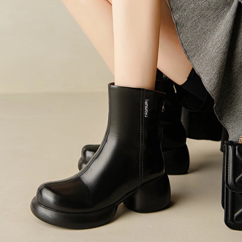 Kcenid модные мотоциклетные ботинки с круглым носком женские осенне-зимние