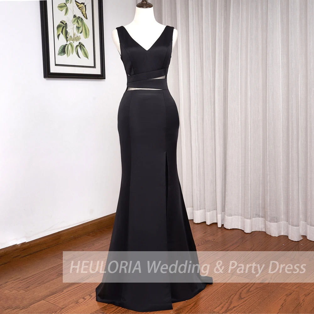 

Women's formal prom evening dress sexy CHIFFON V neck mermaid red black long wedding party dress Plus size Ceremony Dress