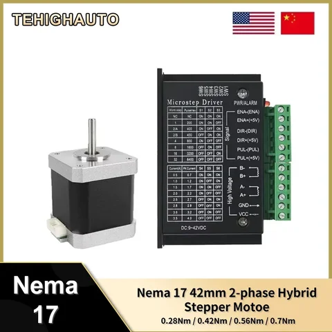 Шаговый двигатель Nema17 42 мм с драйвером TB6600