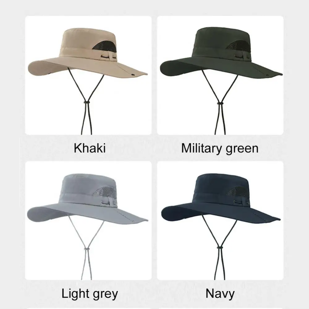 Summer Men's Casual Sunscreen Big Brim Sunshade Fisherman Hat Outdoor Travel UV Protection Breathable Mountaineering Hat