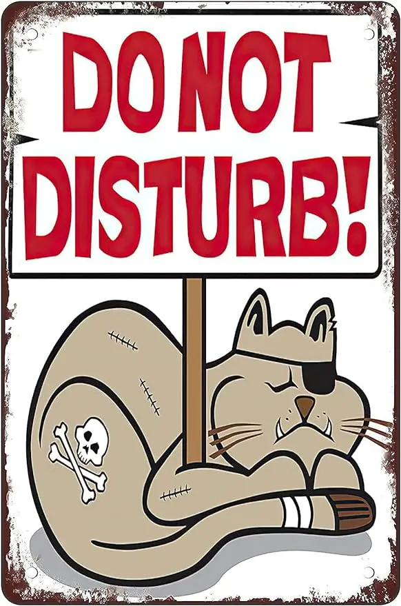 

Sleeping Cat Funny Coffee Metal Tin Sign For Home Office Coffee Bar Decor nostalgic Retro metal Funny sign gift 8x12in