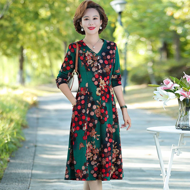 

New Trend Vintage Knit Elegant Midi Dress Autumn Autumn Floral V Neck Dress Women Bodycon Party Casual Maxi Vestidos