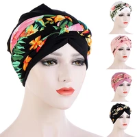 2022 new cotton women turban caps ethnic style flower headscarf bonnet arab india hat female wrap head caps turbante mujer