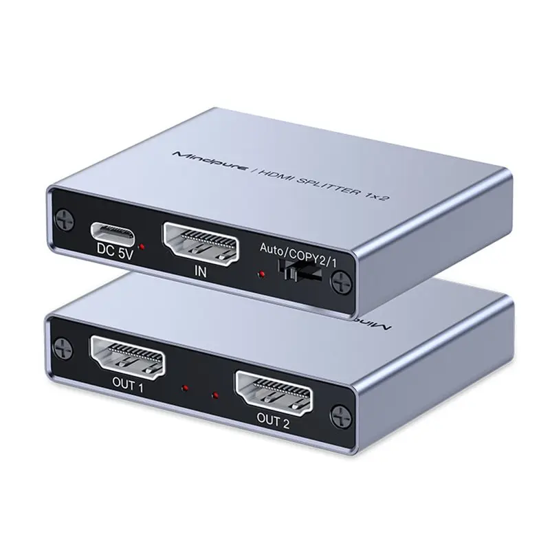 Фото Mindpure - Совместимый видеоразветвитель 4Kx2K/30Гц, 1 вход 2 выхода, устройство для дублирования экрана из алюминиевого сплава №1