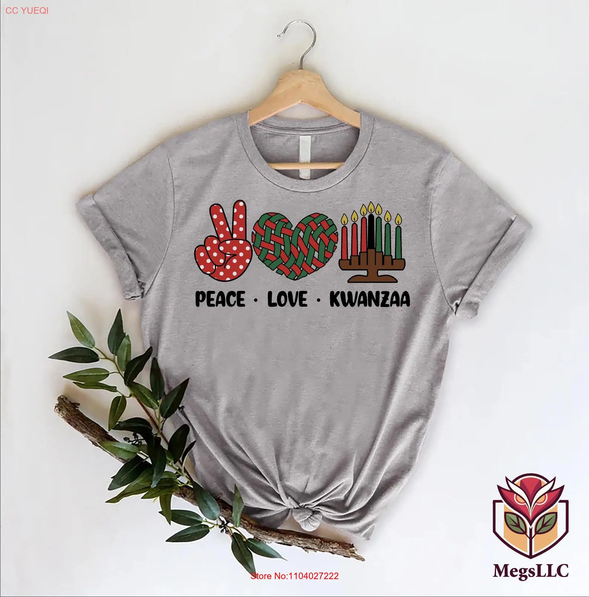 Футболка Peace Love Kwanzaa Black People Holiday Afro American Candles s African Culture с длинными или короткими
