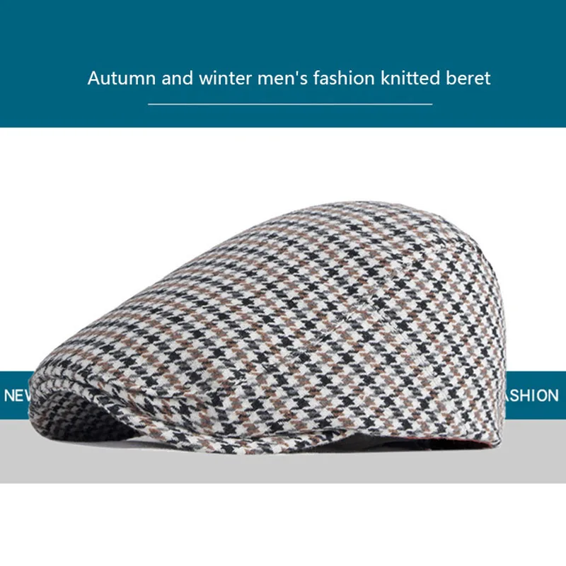 2022 New Men Autumn Winter Beret Flat Brim Newsboy Hat Retro England Cotton Women Peaked Painter Cap For Mom Fashion Knitting B3