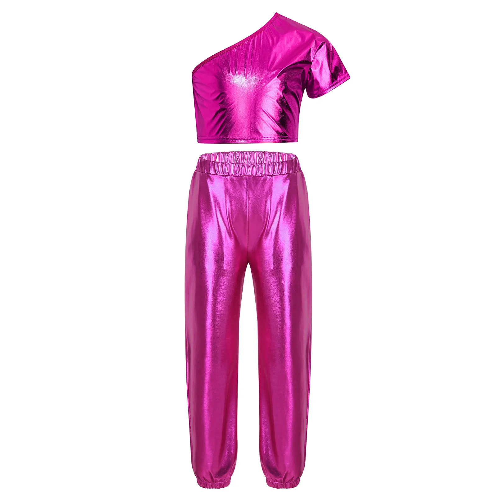 Комплект танцевальной одежды для подростков детская одежда девочек металлик