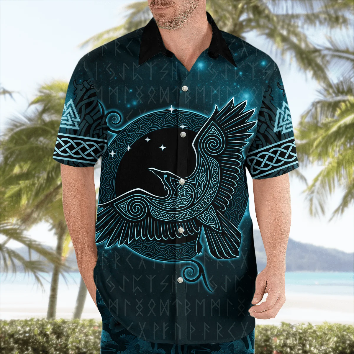 

Гавайская рубашка для отдыха и вечеринок, Скандинавская мифология, стиль викингов, с 3DPrint, Пляжная свободная уличная одежда, большие размеры, Homme15, на лето