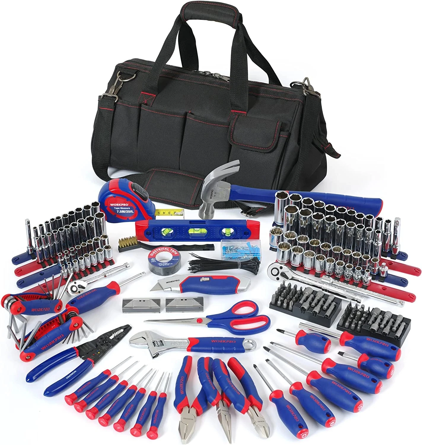 

New low price W009037A 322-Piece Home Repair Hand Tool Kit Basic Household Tool Set with Carrying Bag Wall Plate