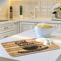 summer coffee themed absorbent dish drying mat 18x24 inch vintage wooden board kitchen drying pad protector for kitchen counter