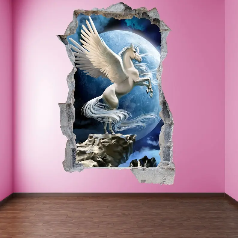 

Unicorn Pegasus Wall Decal Sticker Mural Poster Print Art Kids Girls Bedroom Decor EF17
