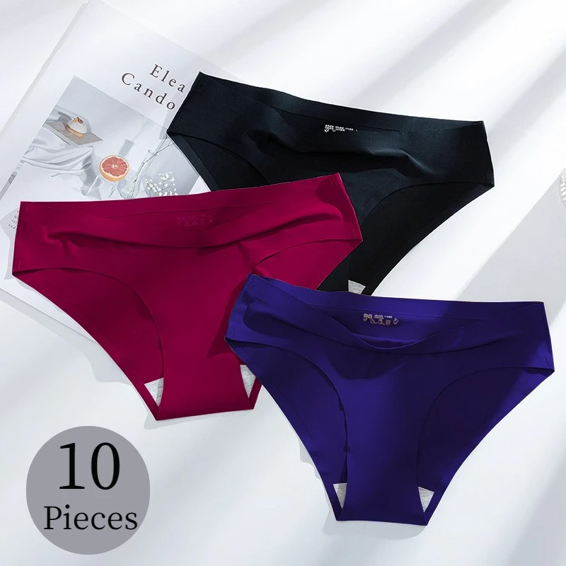 

WarmSteps 10PCS/Set Solid Color Women's Panties Comfortable Seamless Underwear Female Soft Breathable Briefs Sexy Lingerie Panty