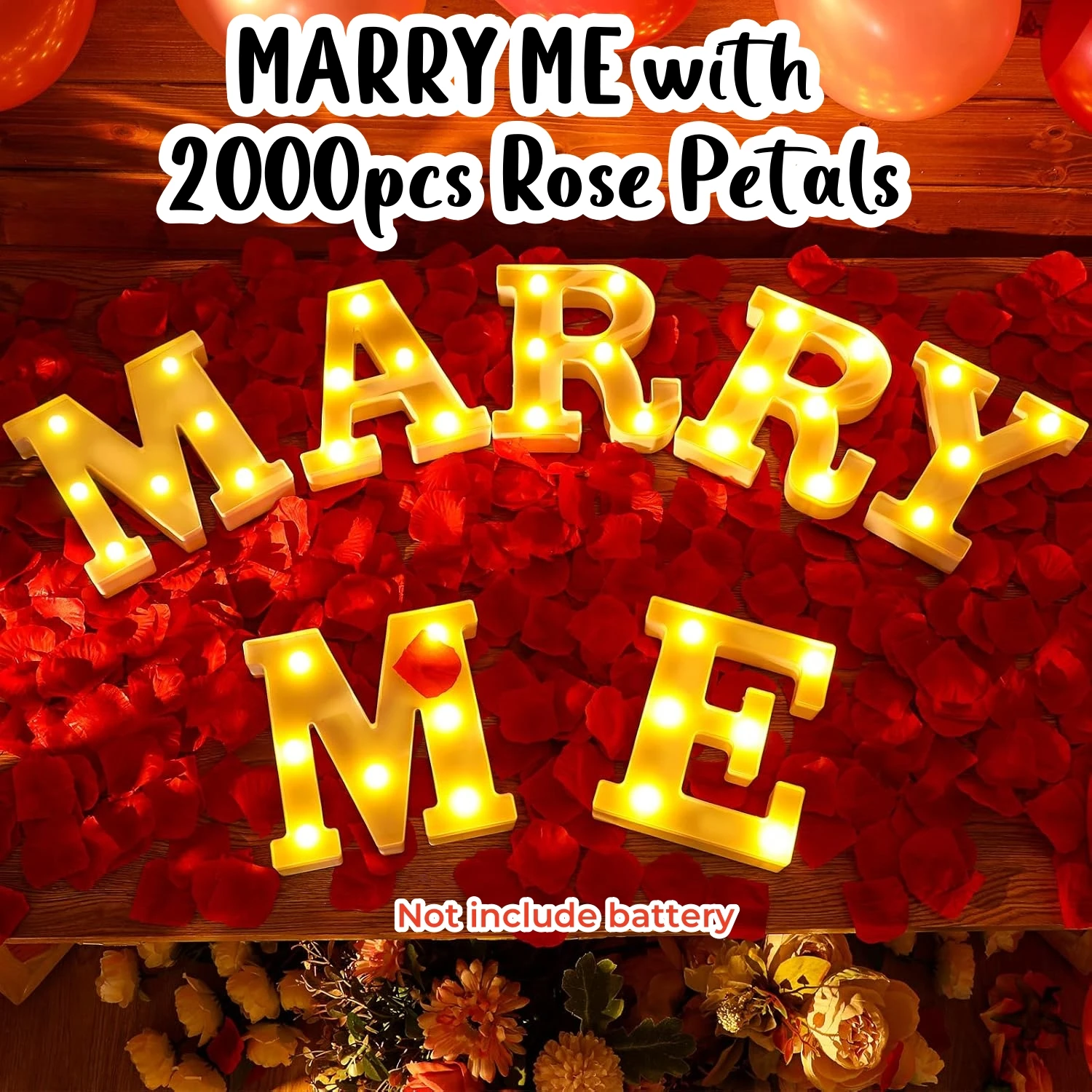 Набор для предложения Marry Me Light Up Letters 2000 лепестков роз 24 свечи ольга валерьевна соломатова читаю слова и предложения