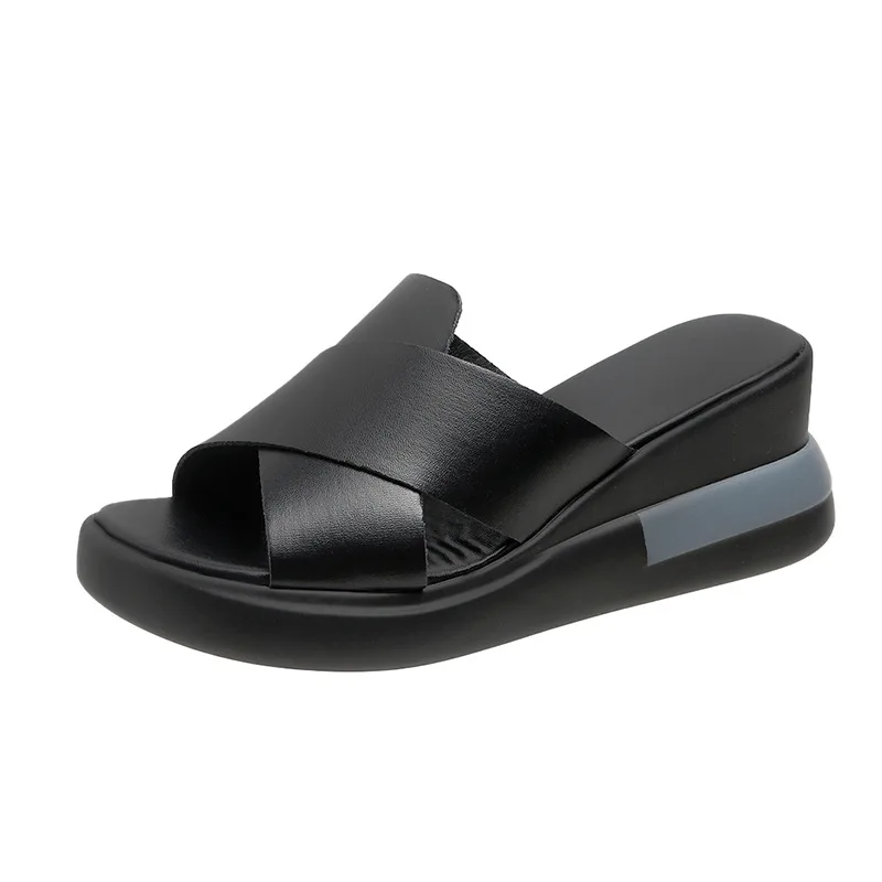 Summer Outdoor Women's Wedges Slippers Slip-On Shoes Woman Wedges Peep Toe Breathable Soft Platform Sandals Platform Shoes