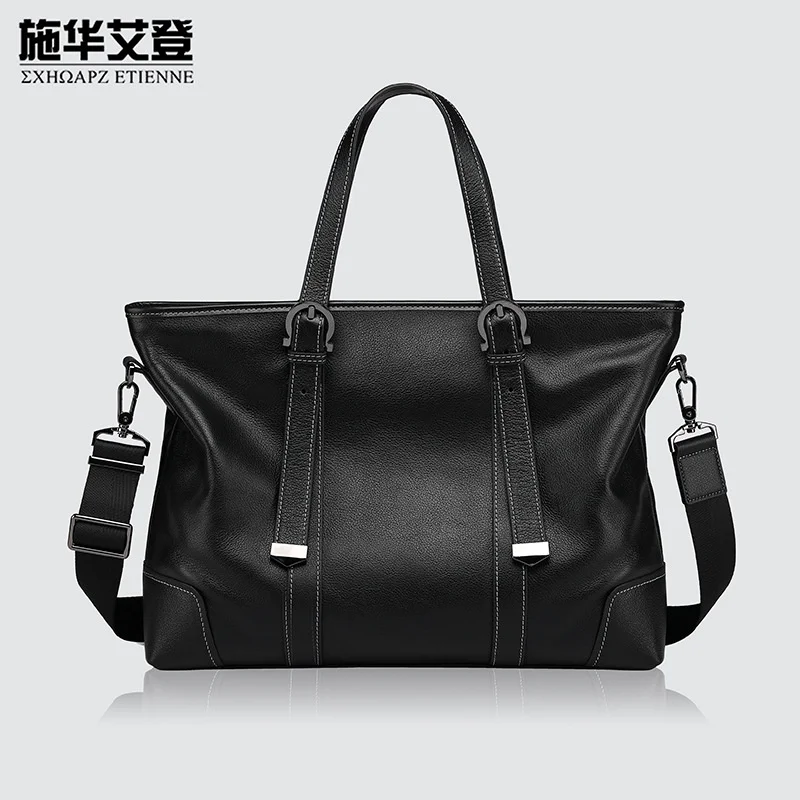genuine  luxury Shihua Eden Business Leather Handheld Casual Briefcase Men's One Shoulder Crossbody Handbag