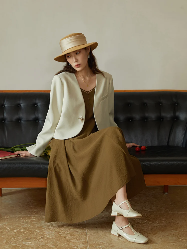 Женский короткий Блейзер с V-образным вырезом