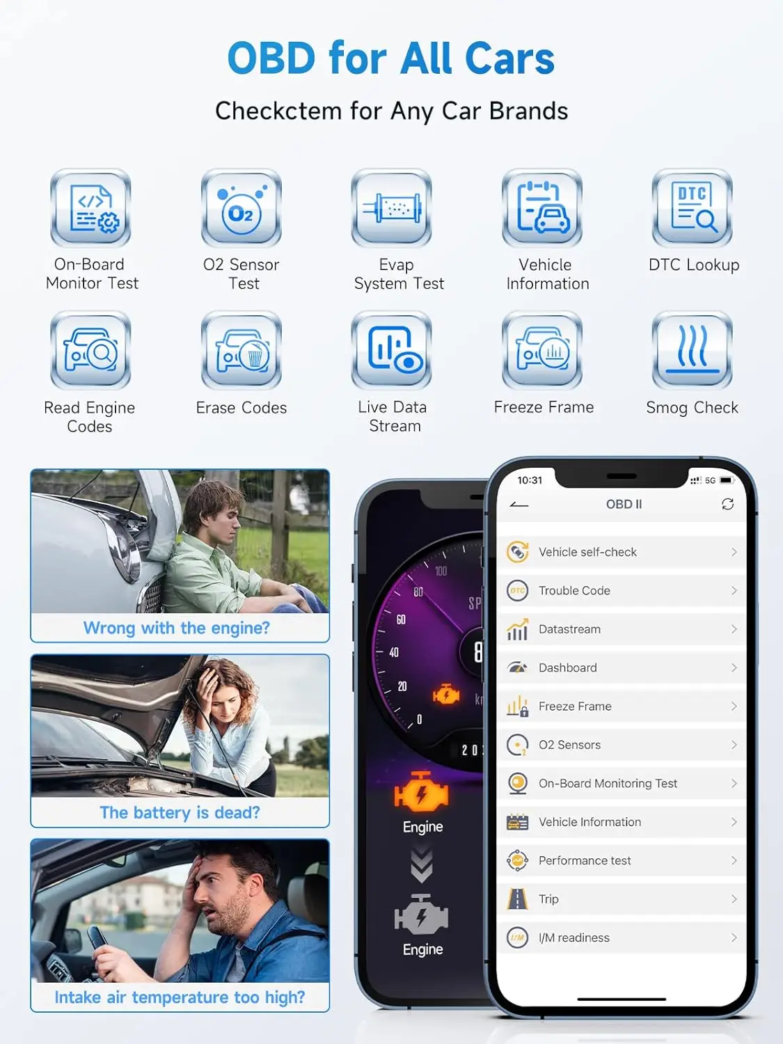Bluetooth-сканер ANCEL BD300 OBD для чтения и стирания автомобильных аккумуляторов