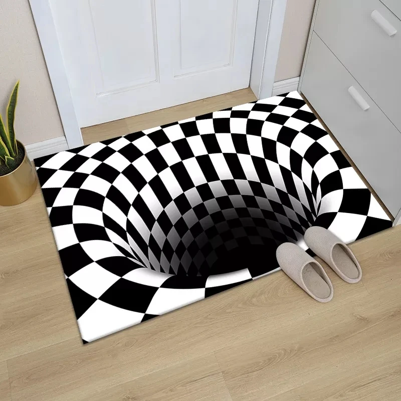 

3D вихревой иллюзионный ковер, коврик для входной двери, абстрактный геометрический оптический Придверный коврик, нескользящий напольный коврик, декоративный ковер для гостиной