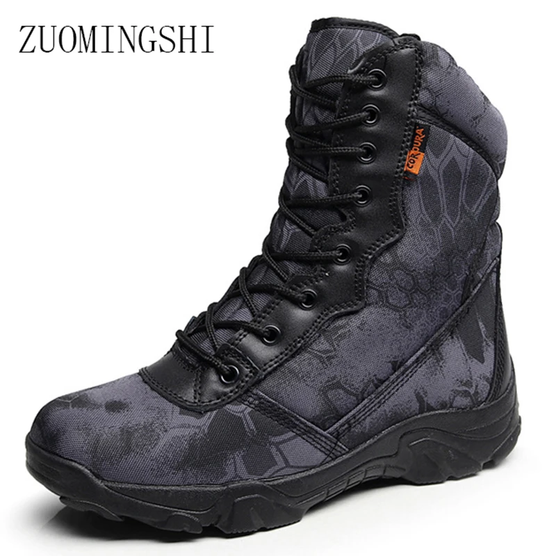 Military Boots Men combat bootsn Bot Zipper Design army shoes Camouflage Tactical Boots Breathable Shoes Men
