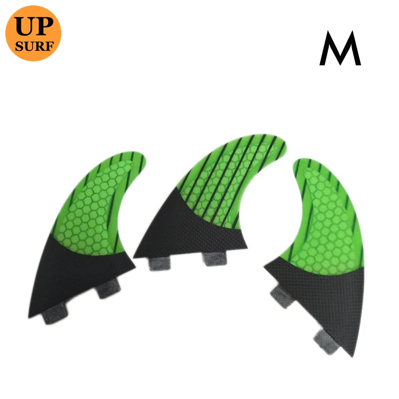 Surfing Fins UPSURF FCS Fins G5 Surfboard Green Carbon fibre Double Tabs Fin 3 Pcs/set Quilhas Padel Surf M Size Surf Acessories