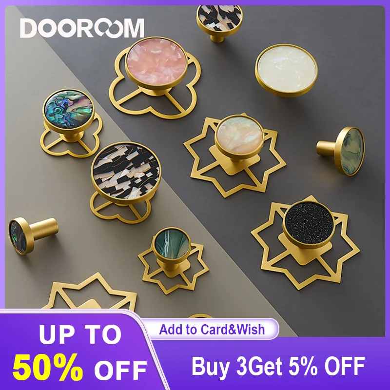 

Dooroom Brass Furniture Handles Set Shell Simple Nordic Pastoral Wardrobe Dresser Knobs Cupboard Cabinet Drawer Round Pulls