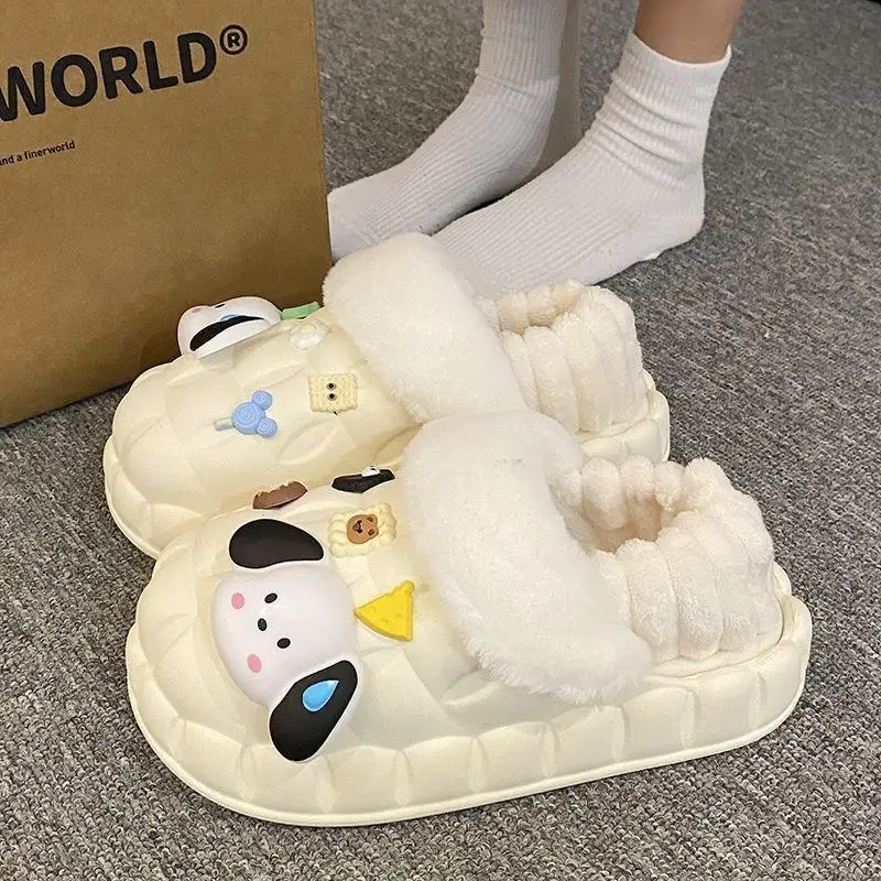 Kawaii Sanrio Hello Kitty Pochacco Gromit тапочки хлопковые теплые съемные на мягкой подошве