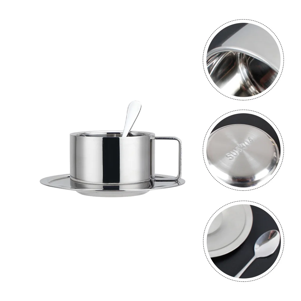 

1 Set Stainless Steel Cups Portable Insulation Coffee Cups Double Layer Cups