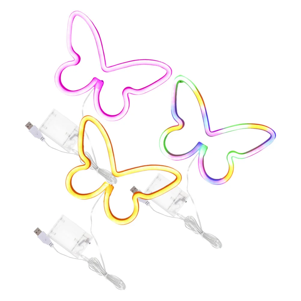 

3pcs Wall Neon Light Decor Hollow out Butterfly Molding Wall Neon Lamps
