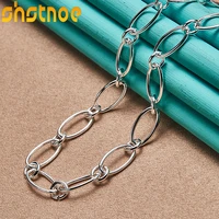 925 sterling silver ot buckle necklace 18 inch chain for man women party engagement wedding fashion charm jewelry