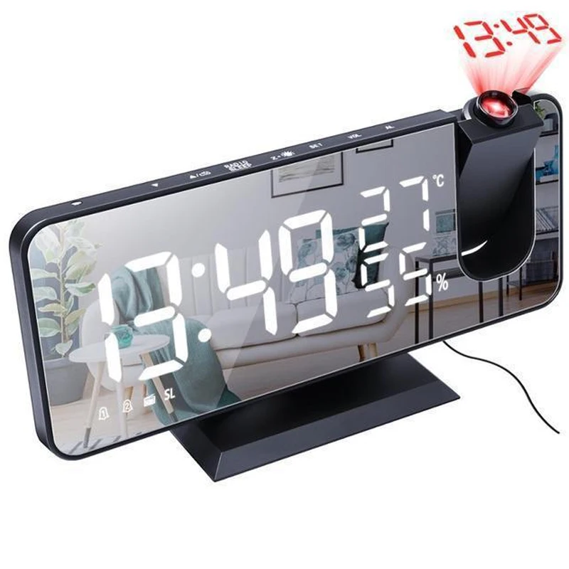Table Watch Electronic Desktop Clocks Usb Wake Up Fm Radio Time Projector Snooze Function Alarm