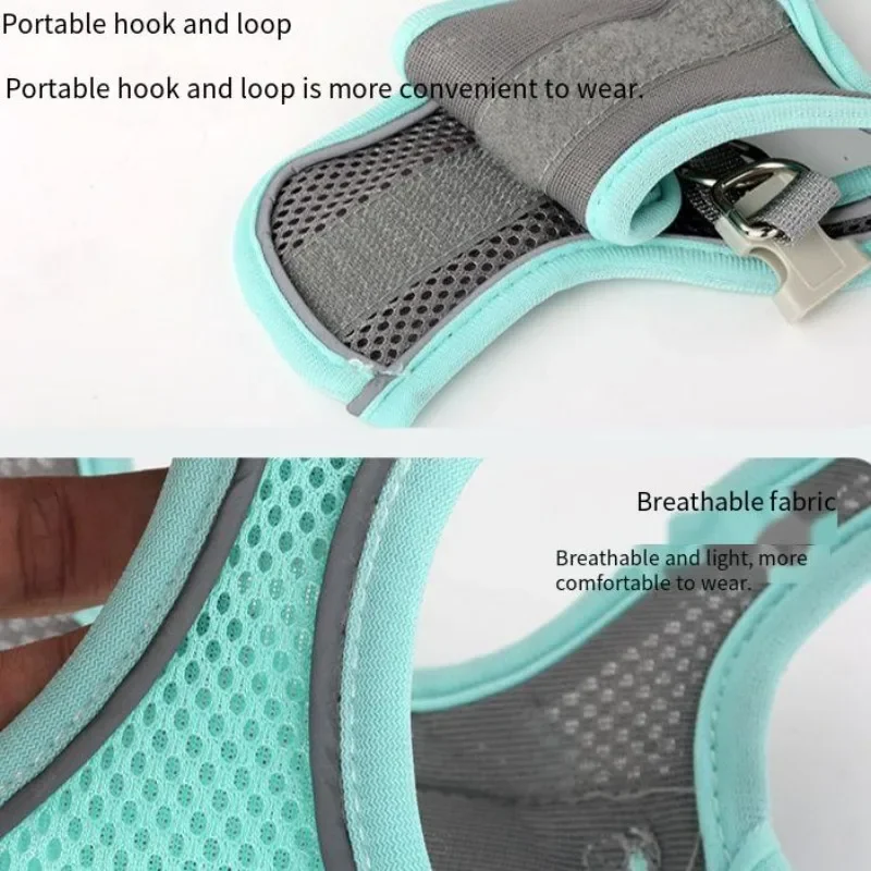 Дышащая шлейка-поводок для маленьких собак регулируемый светоотражающий