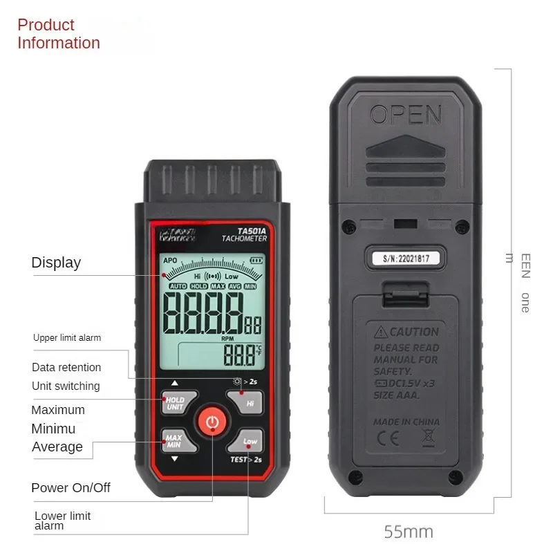Цифровой тахометр TA501A цифровой дисплей фотоэлектрический фотоинструмент