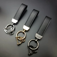 1pc luxury genuine leather lanyard keychain men women square pattern gunmetal buckle car key ring holder jewelry gift