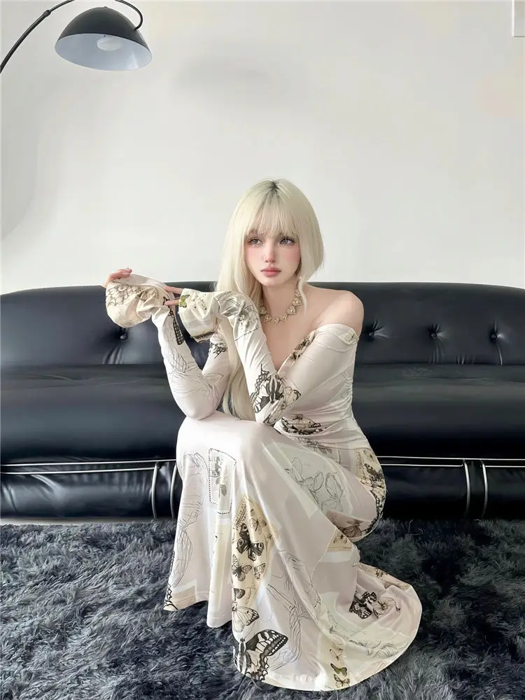 Gaganight женское американское ретро платье с расклешенными рукавами и одним вырезом