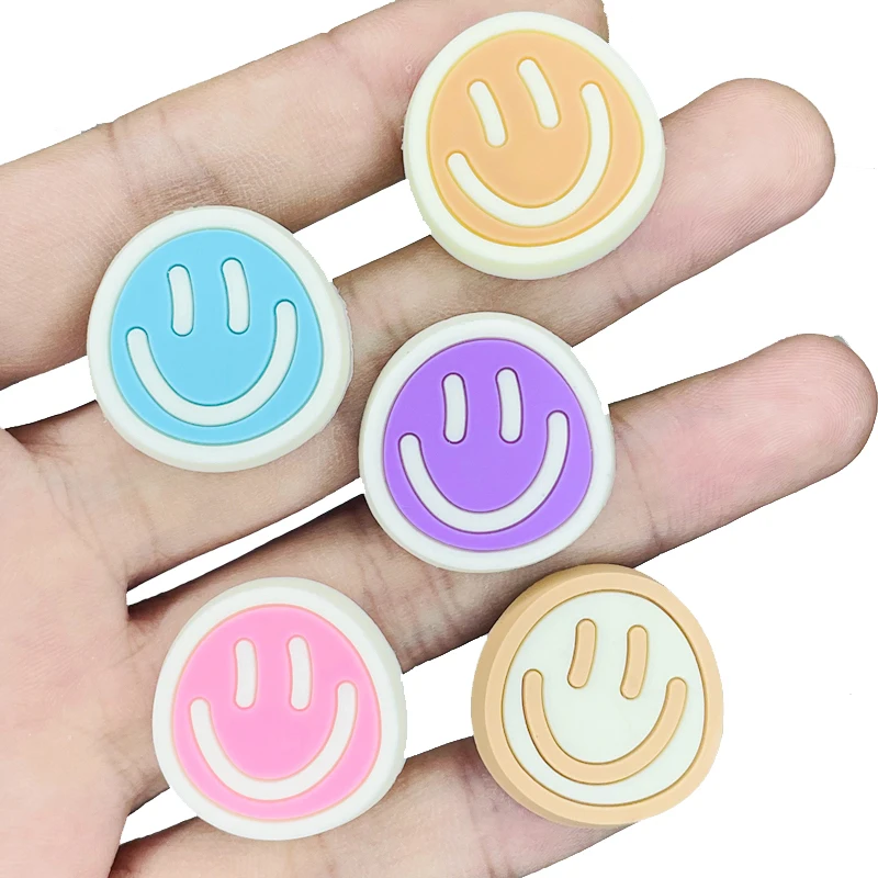 

Dropshipping 1Pcs New Colorful Smiling Face PVC Shoe Charm Accessories Diy Shoe Buckle Decor Fit Pins Croc Charms JIBZ Kid Gift