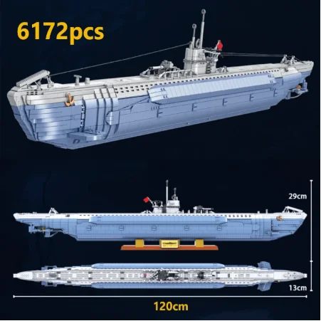 

628001 Military Warship Army Building Blocks Navy Strategic Nuclear Submarine Model WW2 Weapon Ship Toys for Boys Gift 6172pcs