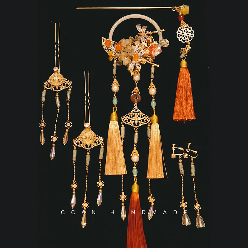 Новинка Оригинальные красные и золотые китайские шпильки для волос в тяжелой