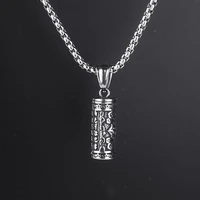 titanium steel necklace men hip hop disco hip hop personality mantra pendant for men trendy goth sliver simple jewelry