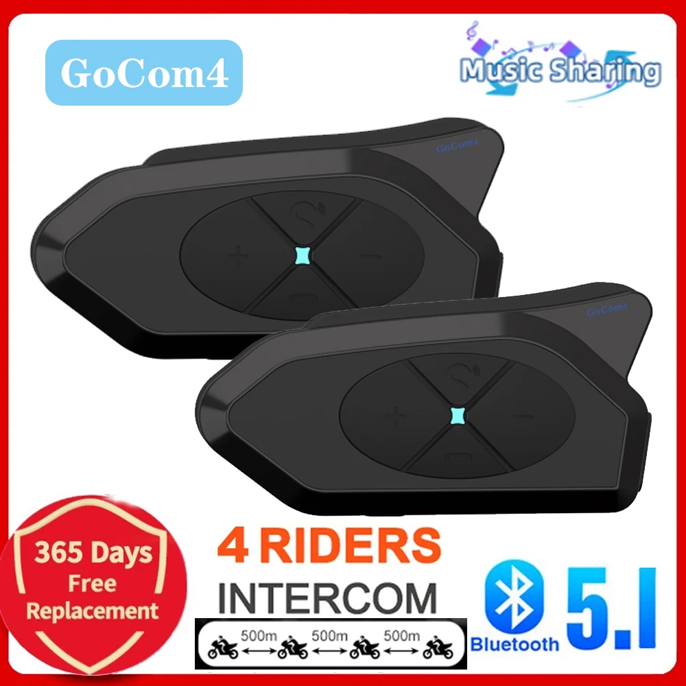 Bluetooth-Интерком GoCom4 для мотоцикла, 1500 м, двусторонний