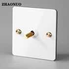 1-4 года Gang 2 способ настенный светильник тумблер белый Нержавеющаясталь Панель с золотистыми латунными зубцами и рычажный Переключатель ЕС разъем USB выход