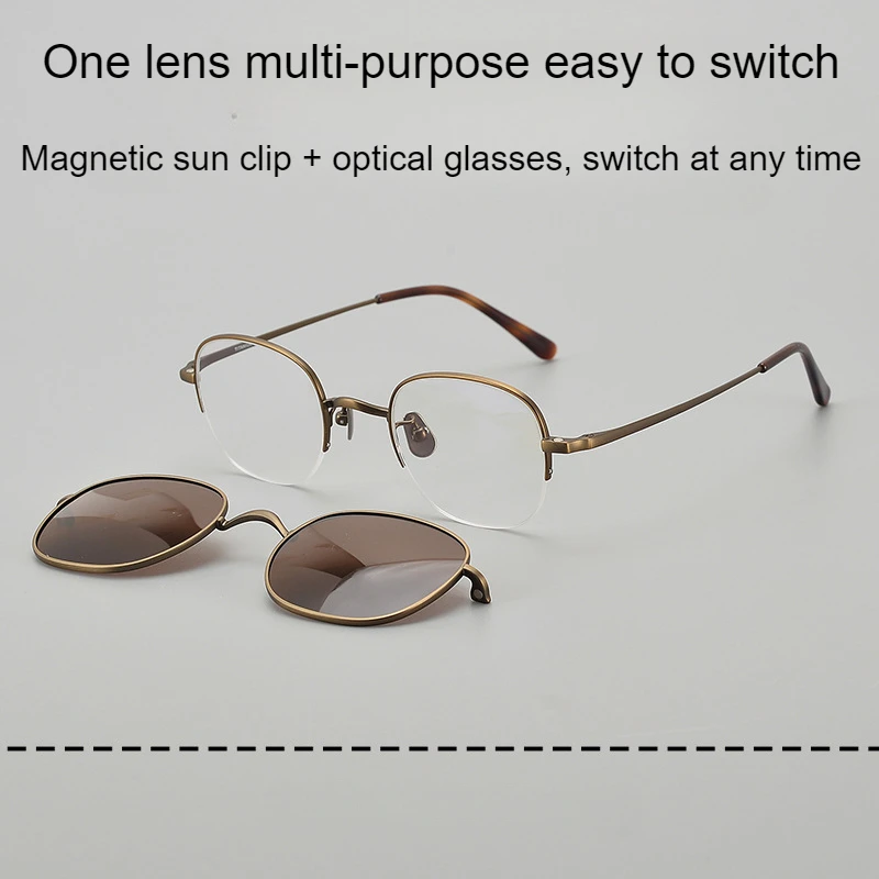 Квадратная полурамка из чистого титана модные женские солнцезащитные очки с