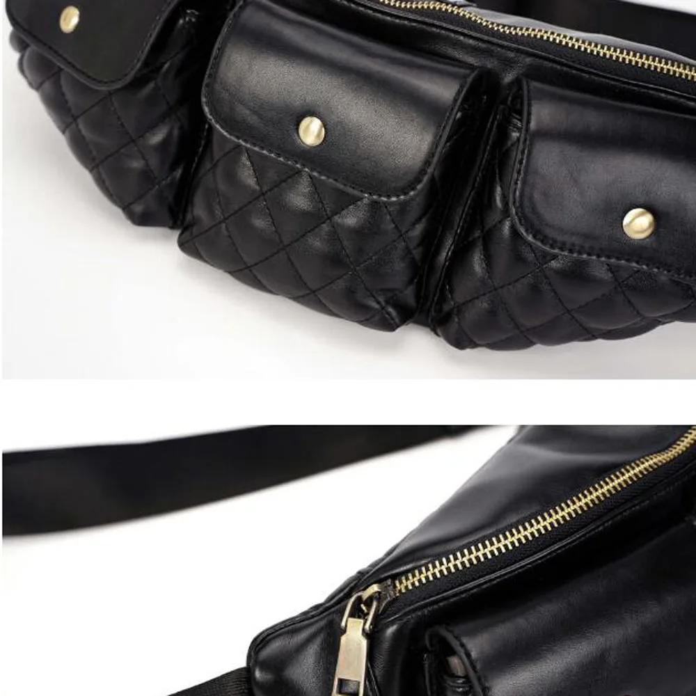 quality Unisex leather hip fanny belt package shoulder bag single cross body bags men PU leather bum waist bags chest Bag