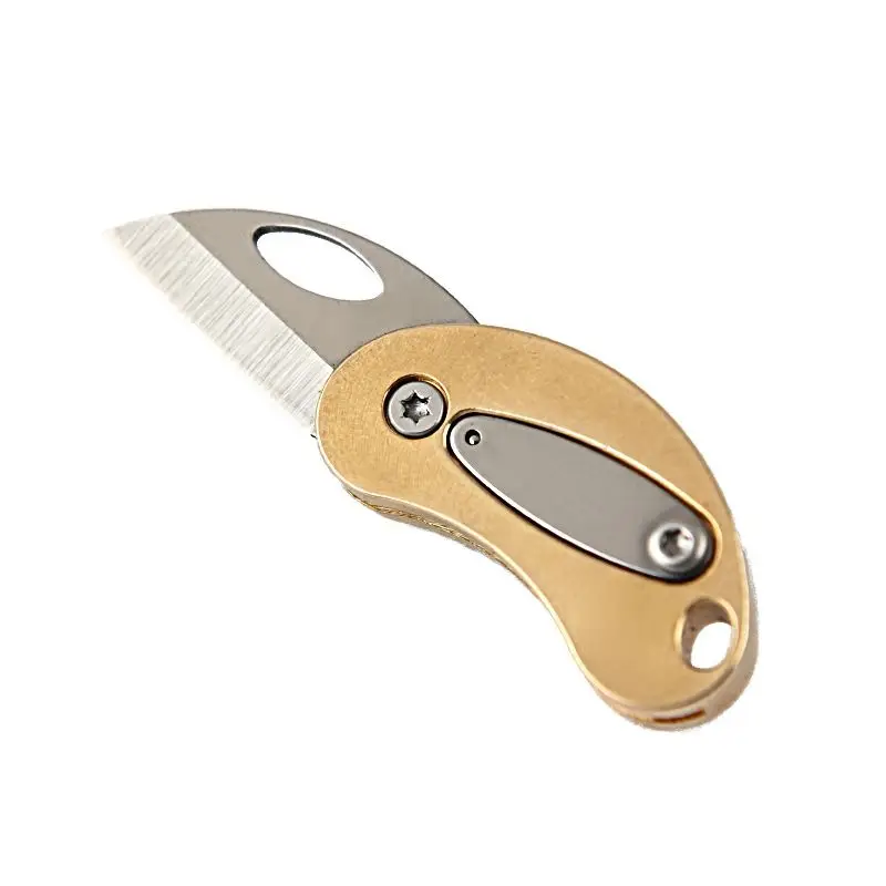 

Brass Pocket Knife Mini Cutting Tool Portable Survival Knife Keychain Outdoor Survival Emergency EDC Tools