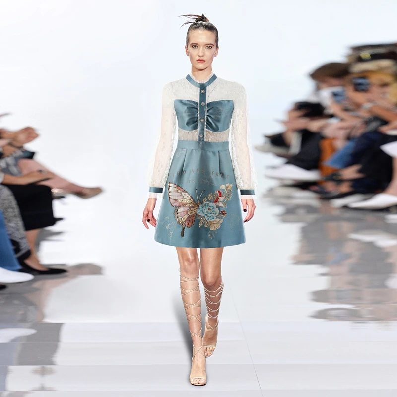 

Летнее Новое Женское платье DIDABOLE2022 с ручными бусинами и круглым вырезом, кружевное платье знаменитости во французском стиле с рукавами-фон...