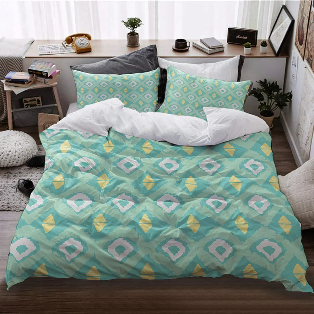 

3D Printing Geometric Pattern Bedding Sets 3pcs Twin Full Queen King Size Polyester Soft Breathable 1 Duvet cover+ 2 pillowcase